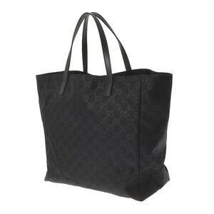 Gucci Bag Black Nylon Tote GG Leather